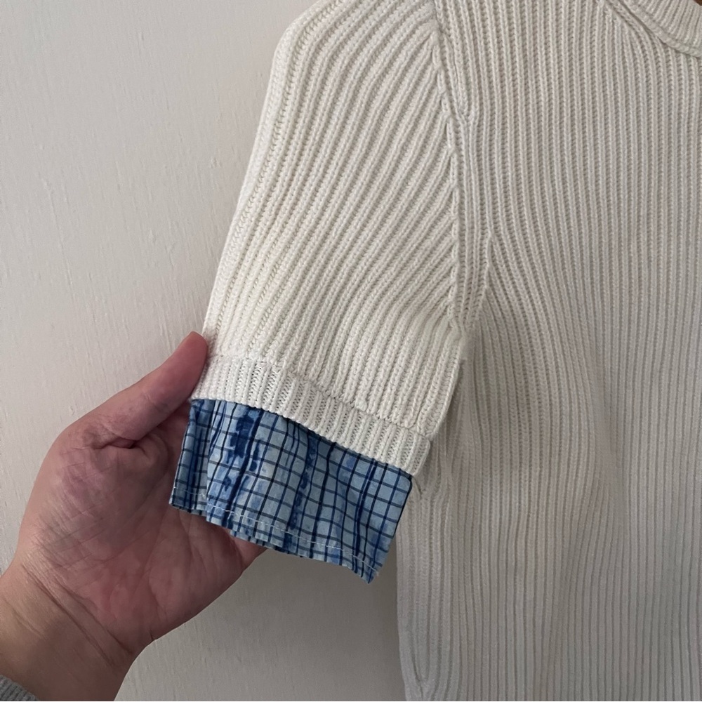 Tory Burch Short Sleeve Sweater Top Blue White 100% Cotton XS - Picture 6 of 12